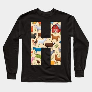 A pattern of farm animals filling the letter h Long Sleeve T-Shirt